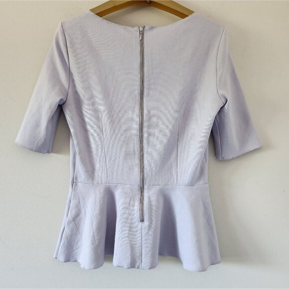 ARITZIA | Babaton Barrett Peplum Top Back Zip Lilac Bodycon Ruffle Sz 2 - Picture 4 of 8